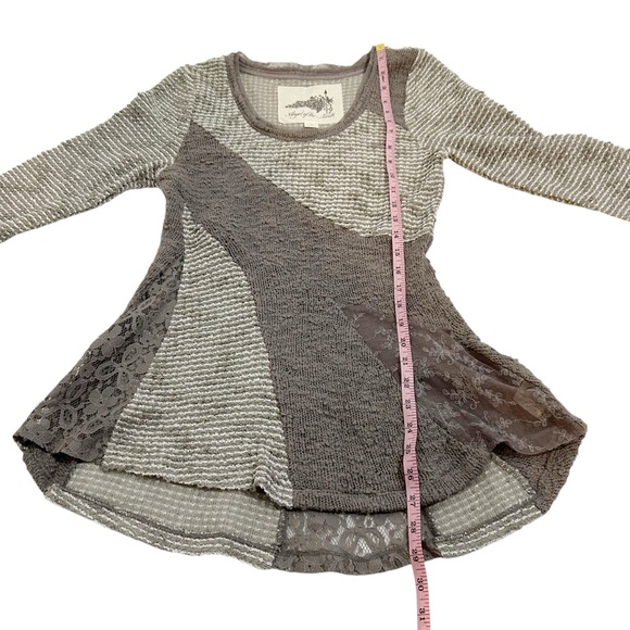 Anthropologie Angel Of The North Lace Inset Mixed Media Striped Sweater Size M - Picture 8 of 13